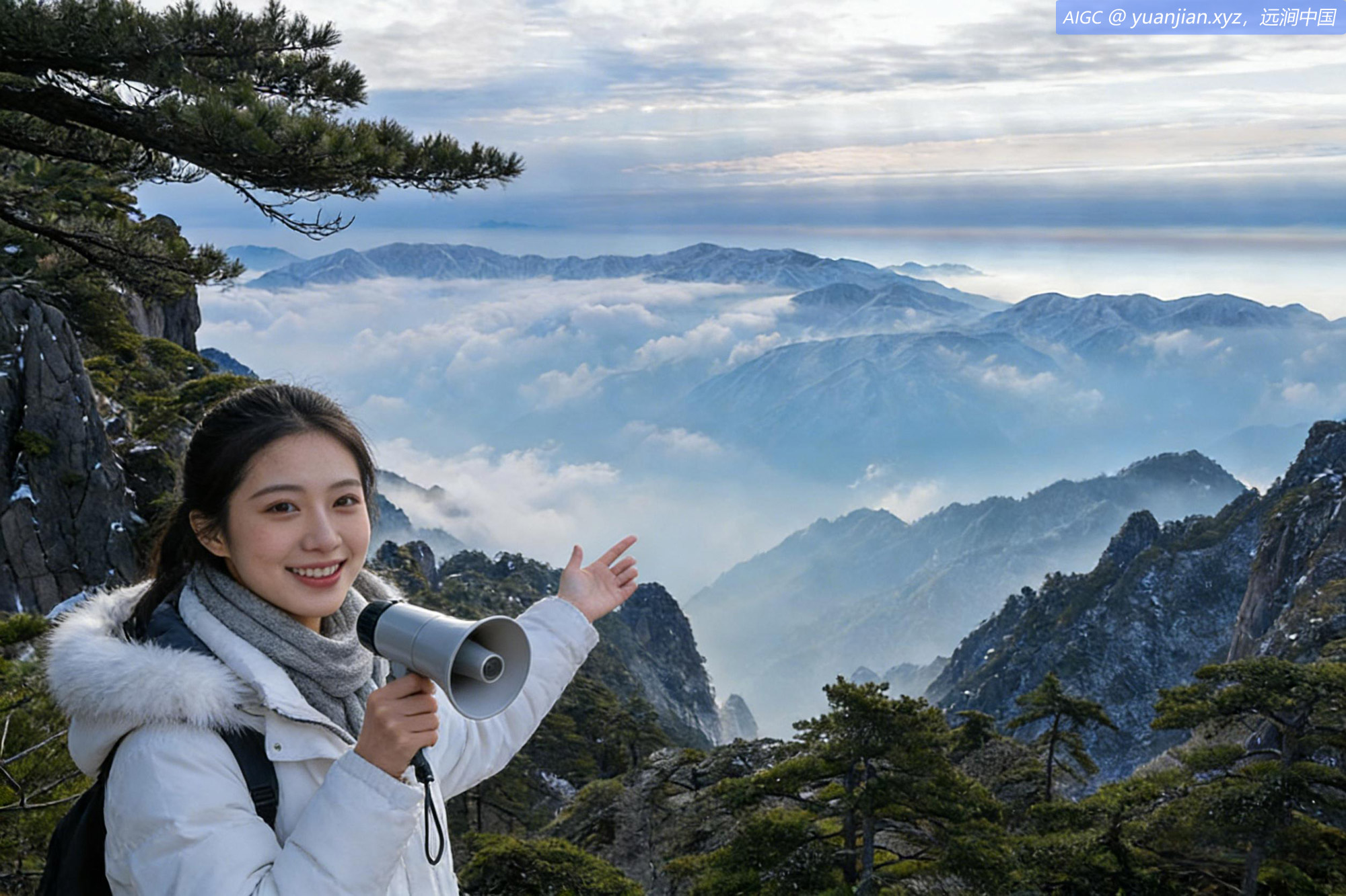 安徽黄山风景区，雪景如画