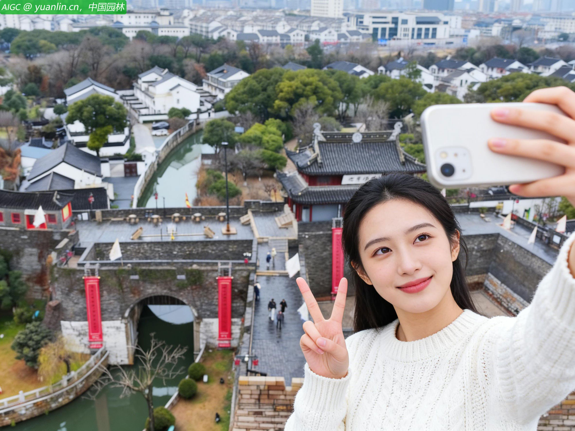 苏州市在环古城河畔九大古城门”陆续悬挂巨幅春联