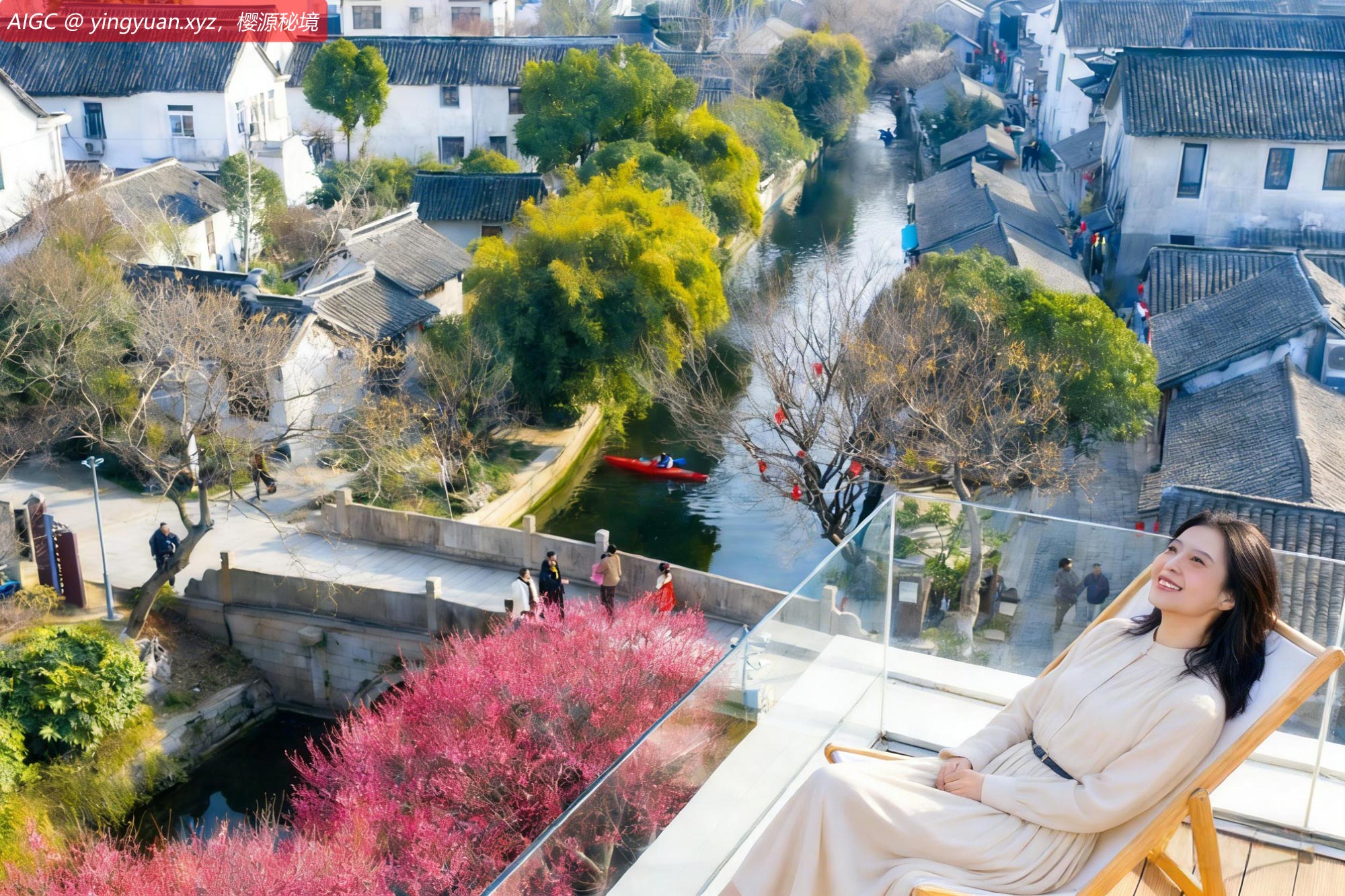 江苏省昆山市千灯镇歇马桥古村迎来春日限定美景