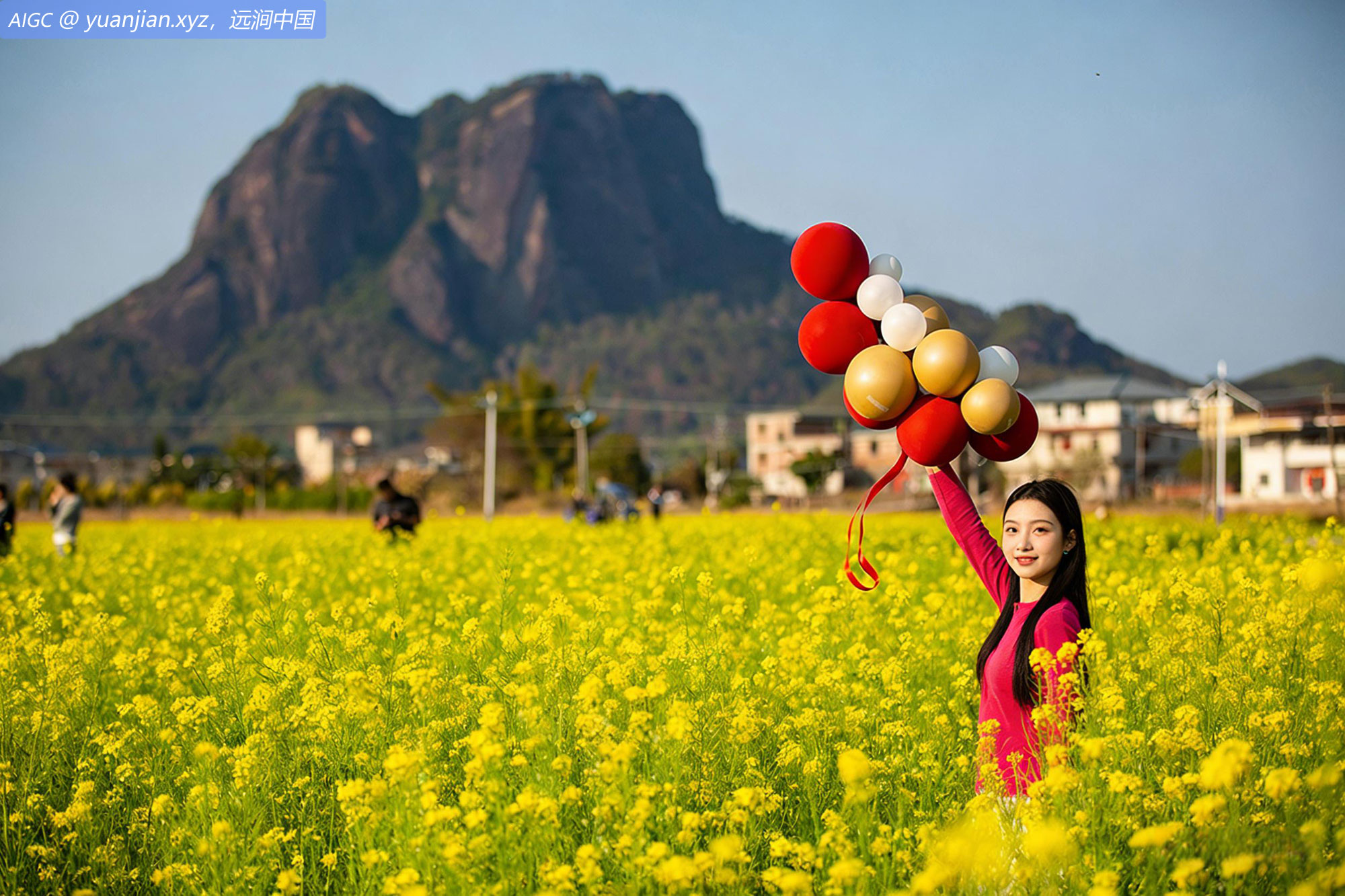 广东梅州平远县石正镇中东村，油菜花迎春绽放
